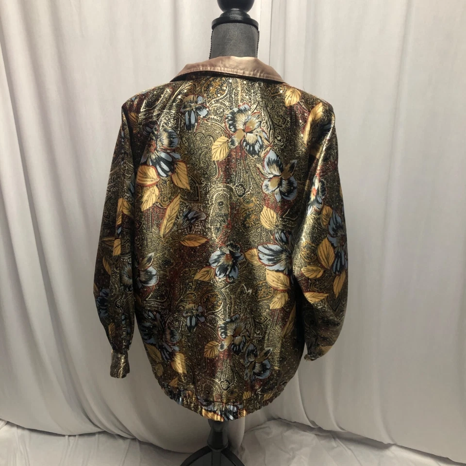 Chaqueta Bomber Rafael Reversible Floral y Satén Sólido Mujer Talla Grande Cremallera Foto 4 de 4