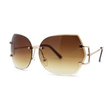 Womens 90s Chic Oversized Rimless Geometric Butterfly Sunglasses