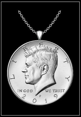 KENNEDY HALF DOLLAR Necklace Silver US JFK President authentic