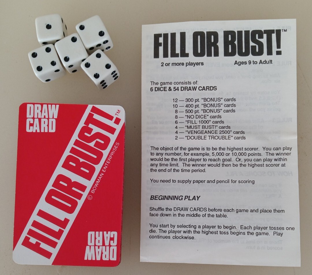 Fill or Bust 1987 Edition Bowman Games Joliet Illinois 100 Complete Card Game for sale online | eBay Fill or bust 1987 edition bowman games joliet illinois 100 complete card game for sale online | ebay