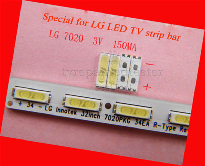 100Pcs 7020 SMD LED Lamp Beads 3V Specially for LG LED TV Backlight Strip Bar