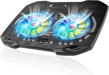 Laptop Cooling Pad, Gaming Cooler with 2 Quiet Big Fans, RGB 7 black