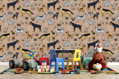 3D Cartoon Animal Cat Dog Wallpaper Wall Murals Removable Wallpaper 650