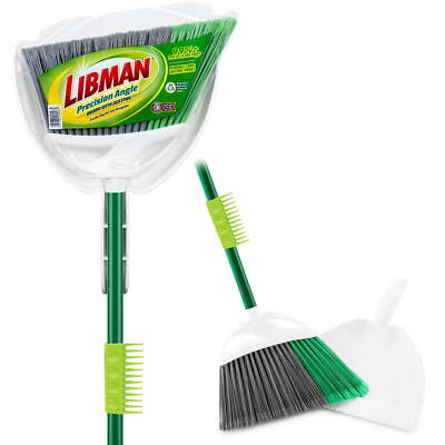 Libman Precision Angle Broom and Dust Pan  Clean Fibers Comb, All Purpose
