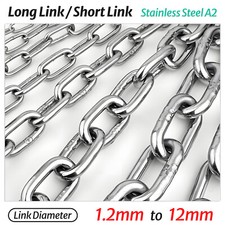 1.2mm-12mm Long / Short Link Stainless Steel Chain V2A 304 Stainless Steel Chain