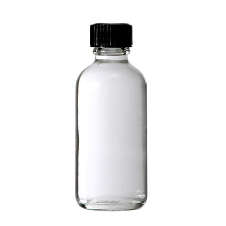 12 Pcs, 2 OZ [60 ML] Clear Boston Round Glass Vials with cone Caps