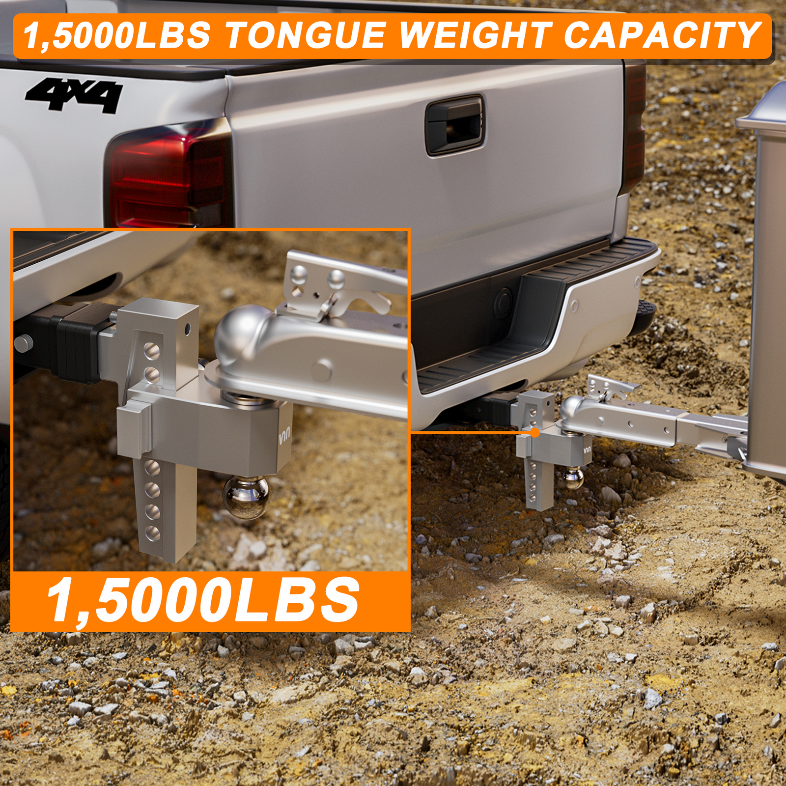 Adjustable Trailer Hitch Fits 2 Inch Receiver, 8" Drop Hitch 15000LBS Tow Hitch