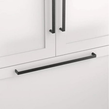 Signature Hardware - 18" Grohl Hammered Brass Appliance Pull - Matte Black