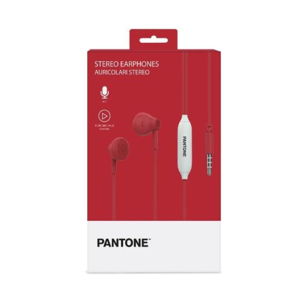 Cuffie in-ear con cavo tondo microfono e tasto risposta Pantone Rosso Earphones