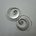 Orecchini d'argento Hill Tribe Fine Sterling Silver Earrings Spiral Round Flat