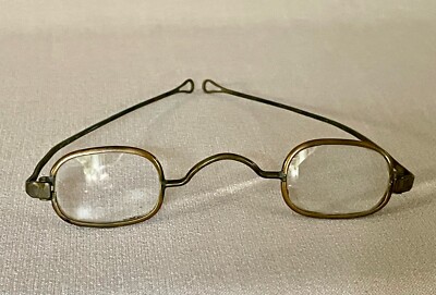 Rare Early Antique Eyeglasses Bronze Frames Original Glass Lenses 19th  Century