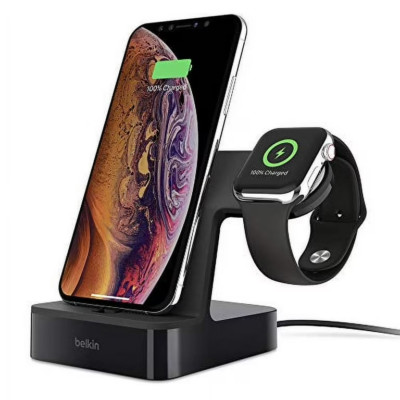 Belkin - PowerHouse Charging Dock for iPhone and Apple Watch - Black F8J237TTBLK