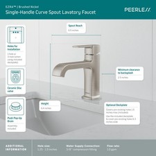 PEERLESS P1573LF-BN Ezra Single-Handle Lavatory Faucet 4" Curved Spout