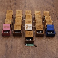 Retro Wooden Hand Crank Engraved Music Box