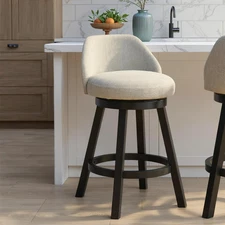 Erika Modern Transitional Swivel Wood Counter Height Kitchen Bar Stool in Black 
