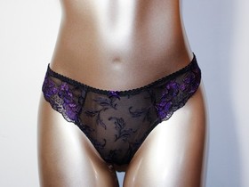 Aubade Paris Sample &Agrave; Fleur De Toi Black and Purple Set with Jewel 34b S