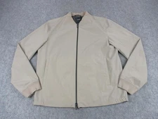 Theory Jacket Womens Large Tan Khaki Brown Tech Bomber Zip Ribbed Trim