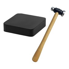 Steel Hammer with Rubber Bench Block Non Slip Jewellers Tool for Stamping