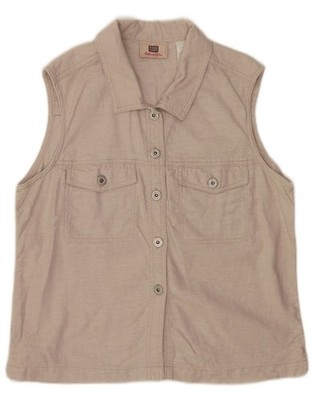 Faded Glory Damen ärmelloses Shirt Bluse UK 16 Large grau Leinen AT11