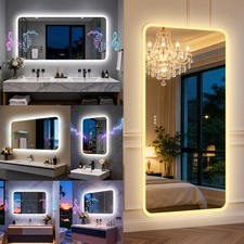 Anti-fog LED Mirror Bathroom w/ Bluetooth Speaker Rectangle Memory Vanity Mirror