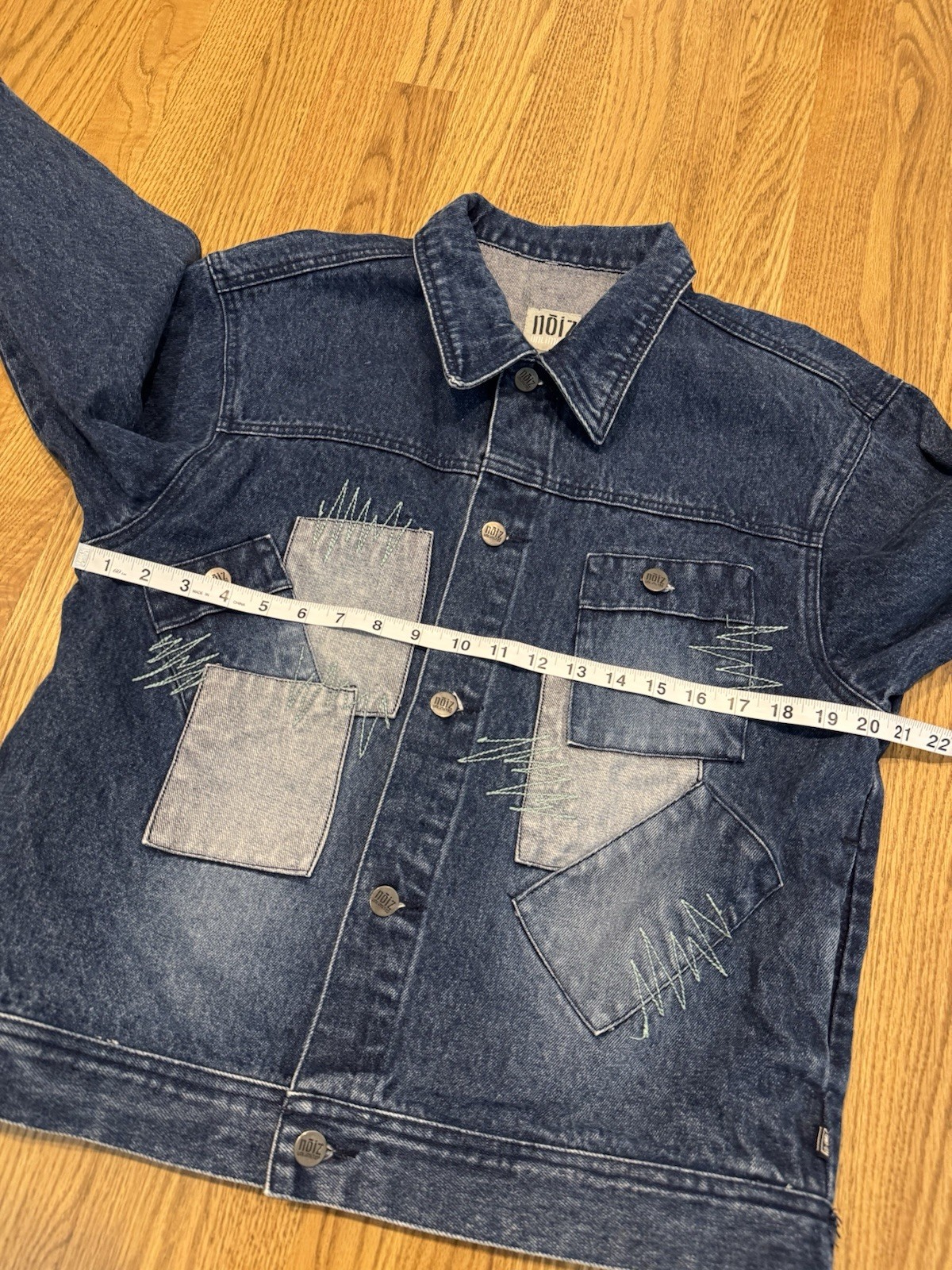 Vintage NOIZ Patchwork Button Up Denim Jacket Wom… - image 4