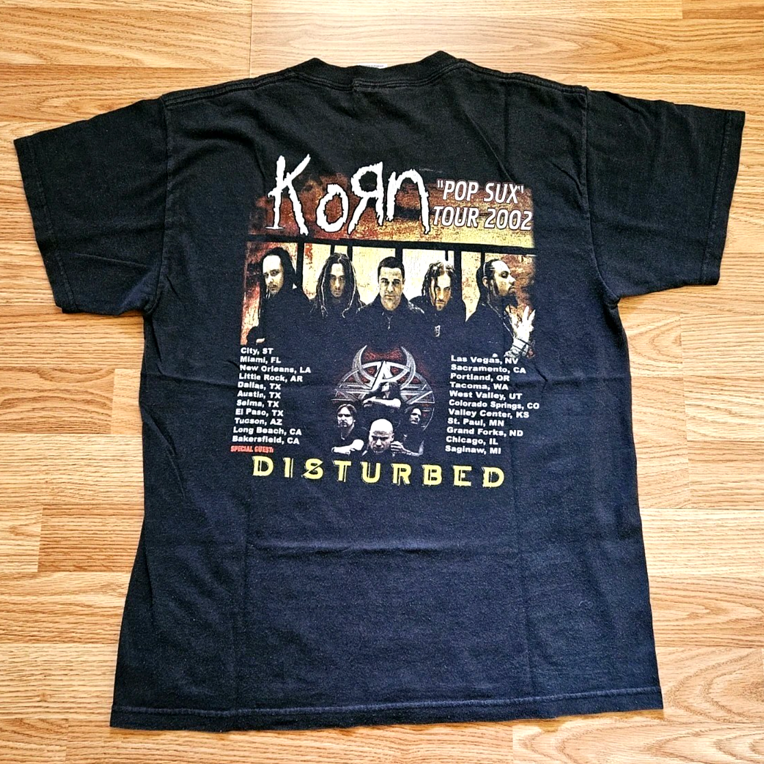 Vintage Y2K Korn Disturbed Pop Sux Tour T Shirt Size M L Rare