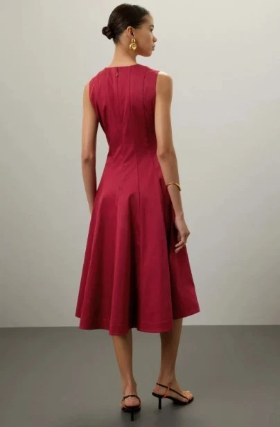 Vestido midi para mujer Roksanda sin mangas color bloqueado rojo rosa talla 10 Foto 3 de 4