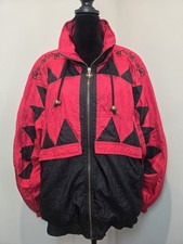 Lavon Vintage Jacket Women's Large Nylon 90s Track Red Black