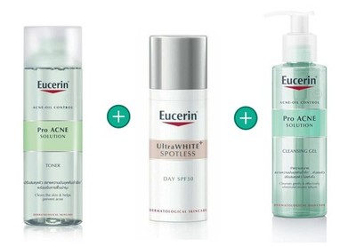 Eucerin ProAcne Regimen Set  Cleansing Gel Toner Day Matt Acne Oil Control DHL