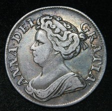 1711 Anne SHILLING, Plain Angles, 4th Draped Bust Silver Coin - Sp 3618 NICE b