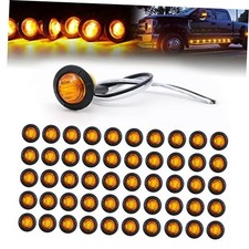 50 pcs 3/4 Inch Mount Amber 3 LED Mini Round Trailer Side Marker Indicator
