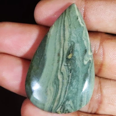 Natürlich Serpentine Birne Cabochon Lose Edelstein 73.80 Karat (29 x 49 X 06 MM) - Bild 1 von 4