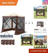 Pop Up Gazebo Tent, Pop-Up Screen Tents 4 Sided Canopy Sun Shelter with 4 Rem...