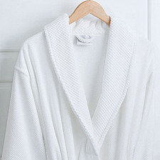 Luxurious White Spa Robe, Medium size, Soft Velour, made in Portugal.