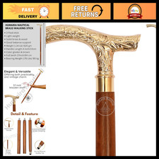 Brass T Handle Walking Stick 37 inche   Handmade Wooden Cane with Solid Brass Ha