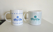 2 different  Vintage Ceramic Coffee  Mugs cups Sands Casino Las Vegas  Teal Blue
