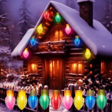 Jumbo Xmas String Lights, 16ft Large Multicolored Bulbs Christmas Hanging Lig...