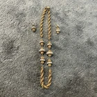 Vintage Miriam Haskell Necklace with Matching Earrings Gold/Rhinestones 15"