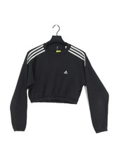 Adidas Women's Hoodie S Black Cotton with Elastane, Polyester Pullover