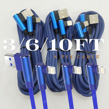 3/6/10Ft 90 Degree Right Angle Charger Cable For Apple iPhone iPad Charging Cord