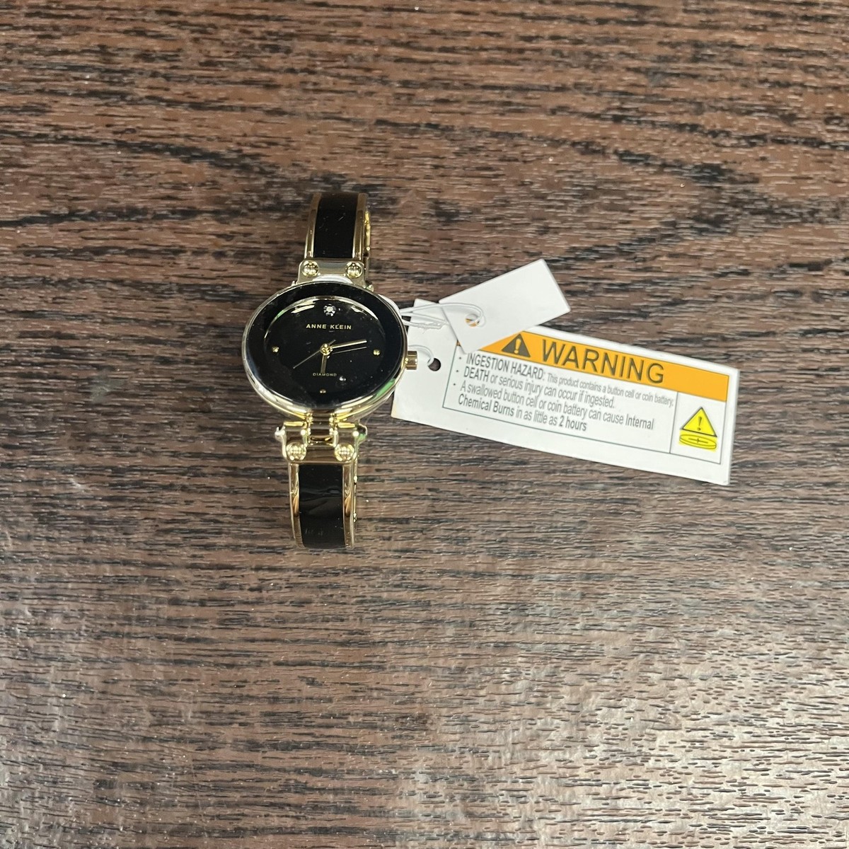 Anne Klein Watch Womens Black Gold Tone Diamond Accent  display picture 1