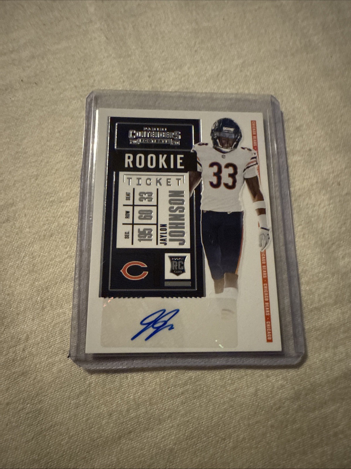 2020 Contenders Jaylon Johnson Auto Rookie Ticket #169 Bears