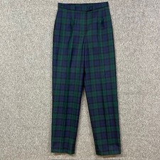 Pendleton Pants Womens 6 Blackwatch Tartan Wool Pleated Waist Green Vintage