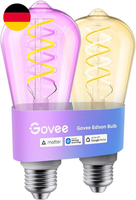 Govee Smart Edison GlüHbirne E27, Rgbww Led Lampe ST64 Kompatibel Mit Matter Und
