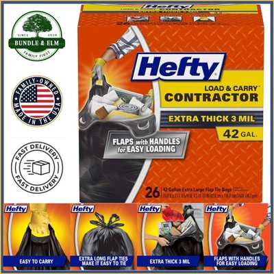 Thick Plastic 42 Gallon Trash Bags, 26 Count, Strong for DIY and Construction