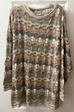 Vintage Crossings Textured 3D Knit Sweater Women’s M Pastel Geometric USA Made