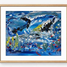 Basquiat Style Graffiti Abstract Art Painting, Shark Art Basil 