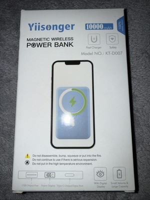 Yiisonger 10000mAh Magnetic Wireless Power Bank Fast Charger USB-C   Open Box