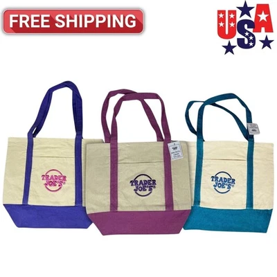 Trader Joe's Trick Treat Mini Canvas Tote Bag 3 Colors 3 Packs Free Shipping USA
