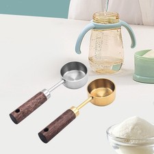 Espresso Coffee Scoop Stainless Steel Wooden Handle Vintage Teaspoon Set for